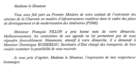 Réponse de Mr Fillon