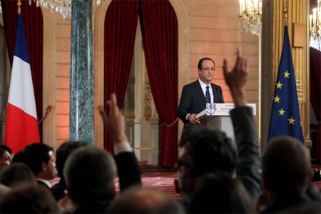 Conférence de presse de François Hollande au Palais de l'Elysées. Photo : Présidence de la République